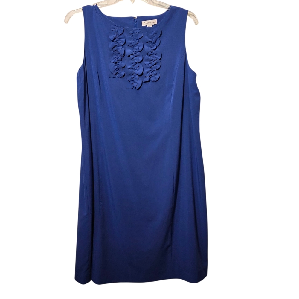 Coldwater Creek Royal Blue Sleeveless Dress with Ruffle Detail Size 20 EUC